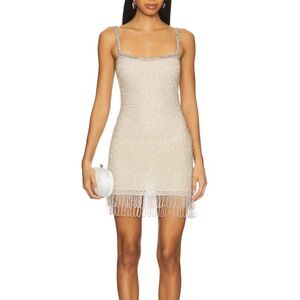 Stone Cold Fox Champagne Beaded Mini Dress